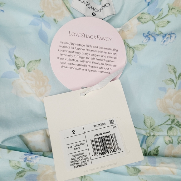 Loveshack Fancy x Target NWT  Blue Floral Estelle Dress Maxi Size 2 - Picture 11 of 15